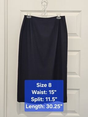 Alex Marie Professional Navy Midi Pencil Skirt - Size 8 - EUC